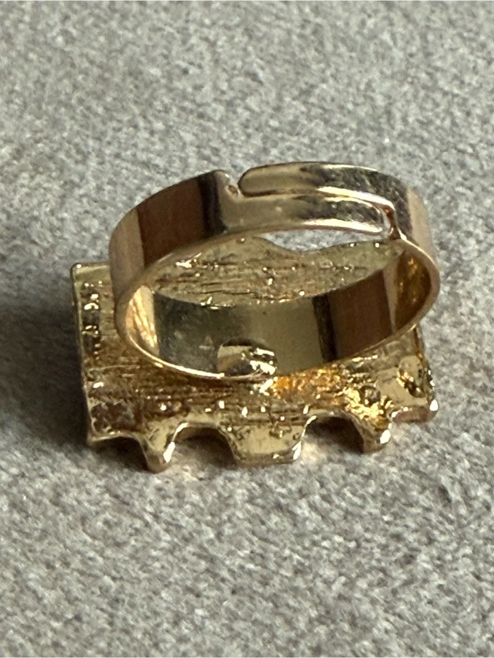 Gold-Tone Pink Enamel Statement Ring with Clear Crystal